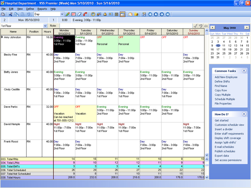 Visual Staff Scheduler Pro (VSS Pro) screen shot